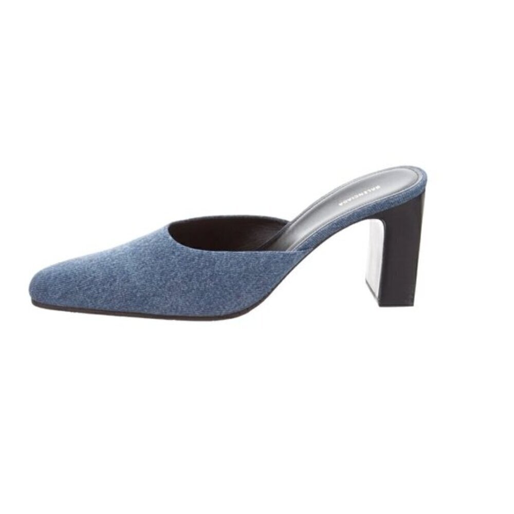 Balenciaga Blue Denim Mules Almond Toe size 37.5